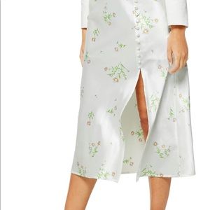 Topshop Cream Daisy Button Midi Skirt